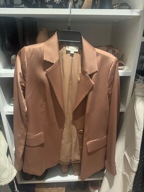 Marled Satin Blazer in Dusty Rose